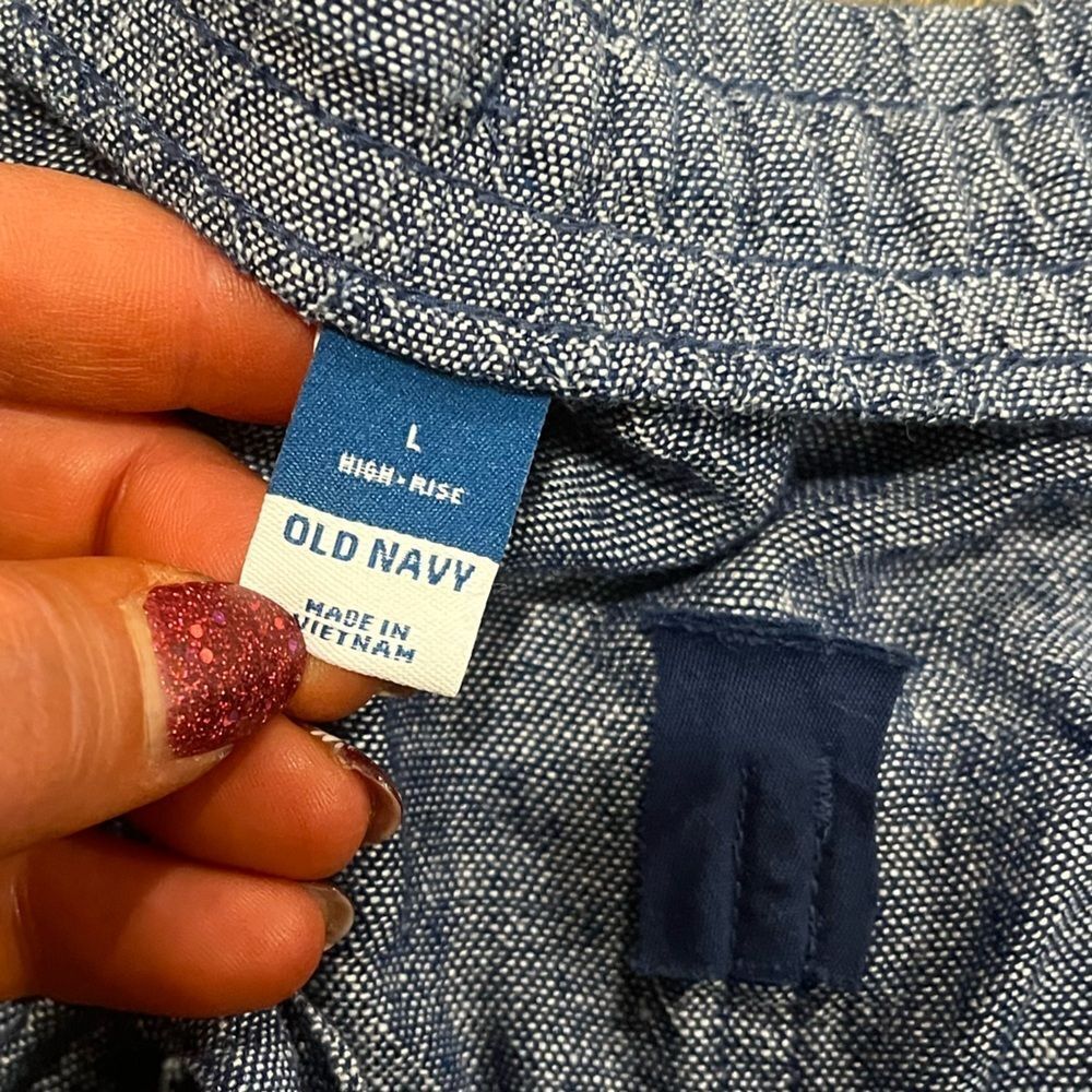 Old Navy Womens High Rise Shorts Linen Blend Elastic Waist Pockets Blue Size L - Picture 4 of 6